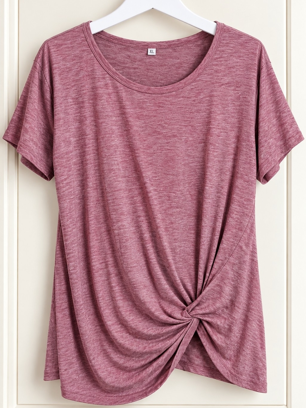 Mauve Twist Front Tunic Top Short Sleeve Size XL